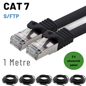 5 Adet 1 Metre Irenis Cat7 Kablo S/ftp Ethernet Network Lan Ağ Kablosu Siyah