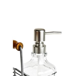 Digithome 2’li Metal Standlı Cam Sıvı Sabun Ve Losyon Şişesi Sabunluk 500 Ml Gri – B/11 C1-1-289