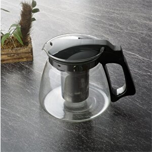 Cam Demlik Süzgeçli 1100ml Siyah Thn81100 C1-1-18