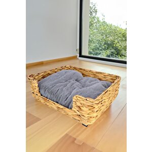 Hasır Dikdörtgen Kedi Ve Köpek Yatağı İç Minderli 50 Cm Kahverengi - Cl-4039 C1-1-121