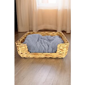 Hasır Dikdörtgen Kedi Ve Köpek Yatağı İç Minderli 50 Cm Kahverengi - Cl-4039 C1-1-121