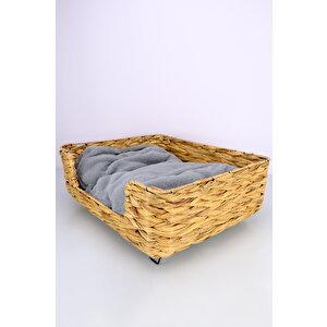 Digithome Hasır Dikdörtgen Kedi Ve Köpek Yatağı İç Minderli 50 Cm Kahverengi - Cl-4039 C1-1-121
