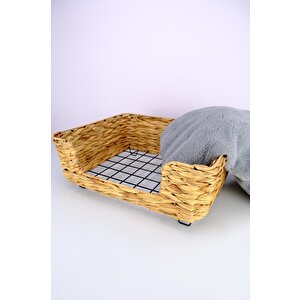 Digithome Hasır Dikdörtgen Kedi Ve Köpek Yatağı İç Minderli 50 Cm Kahverengi - Cl-4039 C1-1-121