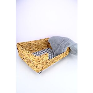 Digithome Hasır Dikdörtgen Kedi Ve Köpek Yatağı İç Minderli 60,5 Cm Kahverengi - Cl-4038 C1-1-121