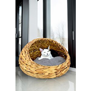 Hasır Kedi Ve Köpek Yatağı İç Minderli 48 Cm Kahverengi - Cl-4034 C1-1-121