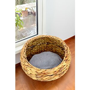 Hasır Kedi Ve Köpek Yatağı İç Minderli 48 Cm Kahverengi - Cl-4034 C1-1-121