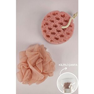 2’li Banyo Vücut Duş Lifi Ve Sünger Seti Pembe - Thn73919 C1-1-18