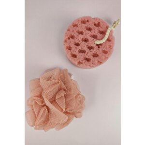 2’li Banyo Vücut Duş Lifi Ve Sünger Seti Pembe - Thn73919 C1-1-18