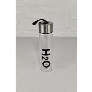 H2o Metal Kapaklı Borosilikat İnce Cam Matara 400 Ml C1-1-18