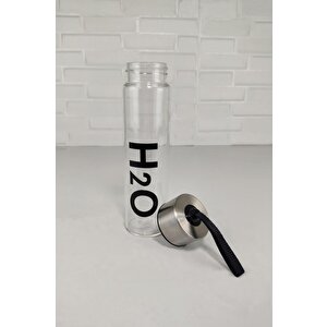H2o Metal Kapaklı Borosilikat İnce Cam Matara 400 Ml C1-1-18