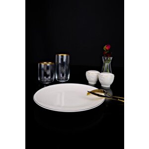 Lombardino Minimalist Modern Silver Tekli Porselen Pasta Tabağı 20 Cm
