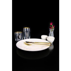 Lombardino Minimalist Modern Black Tekli Porselen Servis Tabağı 25 Cm