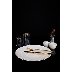 Lombardino Minimalist Modern Silver Tekli Porselen Servis Tabağı 25 Cm