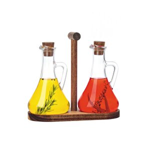 Bambu Standlı 2'li Cam Zeytinyağı Ve Sıvıyağ Şişesi Yağdanlık 250 Ml – 8617005s C1-1-289
