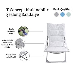 T.concept Konforlu Katlanabilir, Yıkanabilir Kılıf, Metal Kamp Sandalye Turkuaz Renk