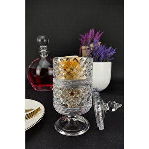 Ayaklı 2 Katlı Cam Sunumluk Kurabiyelik Ve Şekerlik 20 Cm Desen 1– Ku.mkz.002 C1-1-288