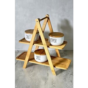 Bambu 2 Katlı Çok Amaçlı Standlı Organizer Mutfak Düzenleyici Kahverengi - G/2 C1-1-289