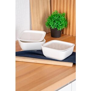 Acar Bianco Perla Porselen Kapaklı Fırın Kabı Kare Beyaz 14 Cm - Sct-05430 C320.033