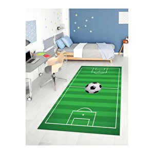 Futbol Saha Desenli Halısı Yıkanabilir Kaymaz Taban Çocuk Odası 6742c 80x250 cm