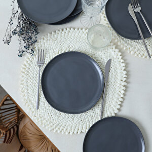 Mat Gri Sardes Pasta Tabağı 22 Cm 6 Adet 959