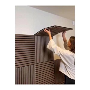 50x50cm 1 Adet Dekoratif Akustik Panel 3mm Keçe Ve 8mm Mdflam Salon Ofis Duvar Çıtası Paneli Kula