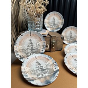 Tabak Evi̇ Maiden Chic Porselen Pasta Tabağı 21cm 6 Kişilik 6 Parça