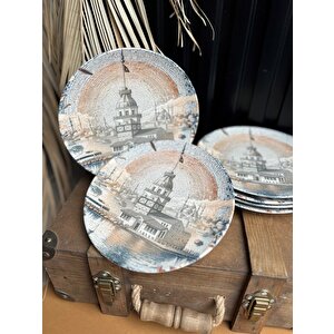 Tabak Evi̇ Maiden Chic Porselen Pasta Tabağı 21cm 6 Kişilik 6 Parça