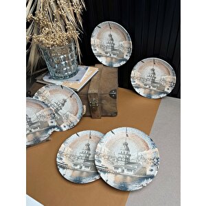 Tabak Evi̇ Maiden Chic Porselen Pasta Tabağı 21cm 6 Kişilik 6 Parça