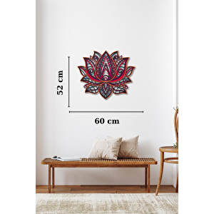 El Yapımı Ahşap Üç Boyutlu Lotus Çiçeği Duvar Süsü