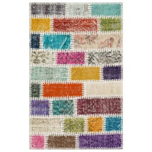 El Dokuma Multi̇ Rengi̇ Taşli̇ Desen Patchwork Paspas