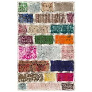 El Dokuma Multi̇ Rengi̇ Taşli̇ Desen Patchwork Paspas