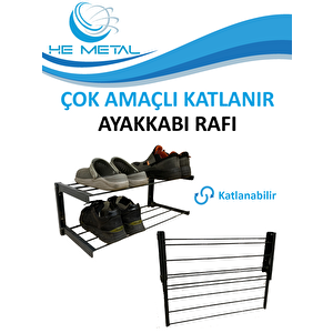 Çok Amaçlı Katlanabilir Ayakkabı Rafı - 60x45 Cm Antrasit