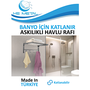 Banyo İçin Katlanabilir Askılı Havlu Rafı - 45x22 Cm Antrasit