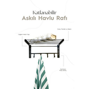 Banyo İçin Katlanabilir Askılı Havlu Rafı - 45x22 Cm Antrasit
