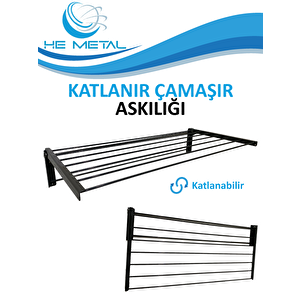 Duvara Monte Katlanabilir Çamaşır Askısı - 60x40 Cm Gri