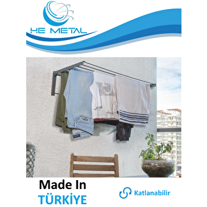 Duvara Monte Katlanabilir Çamaşır Askısı - 60x30 Cm Gri