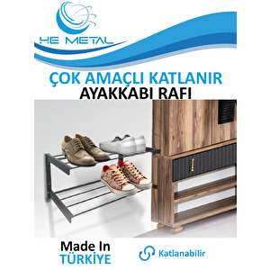 Çok Amaçlı Katlanabilir Ayakkabı Rafı - 60x45 Cm Gri