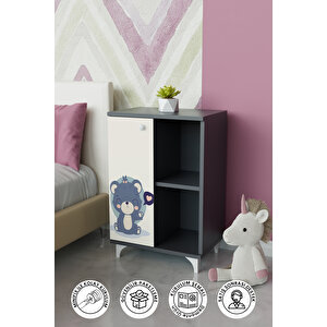Fluffy Friend 2 Raflı Tek Kapak Dolap Antrasit