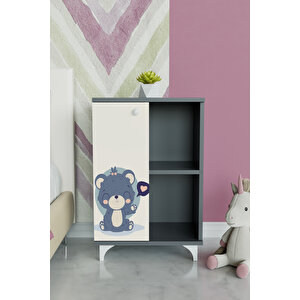 Fluffy Friend 2 Raflı Tek Kapak Dolap Antrasit