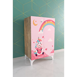 Pink Dream 2 Raflı Çok Amaçlı Dolap Çocuk Odası Dolabı