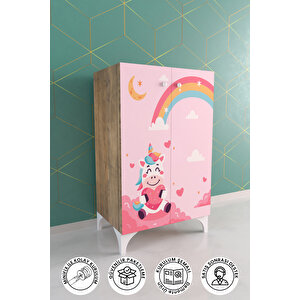 Pink Dream 2 Raflı Çok Amaçlı Dolap Çocuk Odası Dolabı