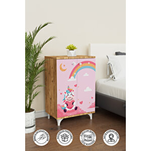Pink Dream 2 Raflı Çok Amaçlı Dolap Çocuk Odası Dolabı