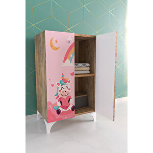 Pink Dream 2 Raflı Çok Amaçlı Dolap Çocuk Odası Dolabı