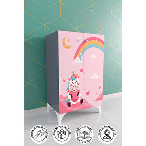 Pink Dream 2 Raflı Çok Amaçlı Dolap Çocuk Odası Dolabı