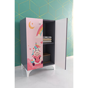 Pink Dream 2 Raflı Çok Amaçlı Dolap Çocuk Odası Dolabı
