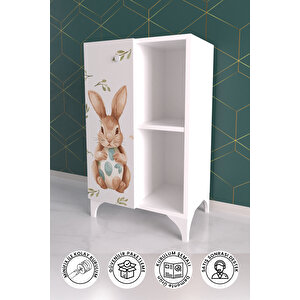 Pretty Rabit 2 Raflı Tek Kapak Dolap Beyaz
