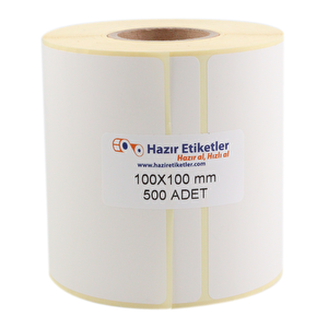 Kuşe Rulo Etiket 100mm X 100mm 500 Adet