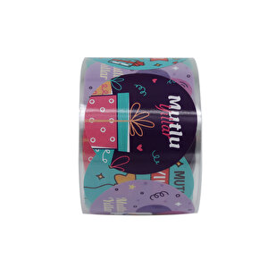 Kuşe Mutlu Yıllar Etiketi 50mm Çap 500 Adet 3 Tasarım