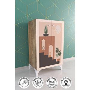 Natural Vase 2 Raflı Çok Amaçlı Dolap Mutfak Salon Ofis Dolabı Çok Renkli