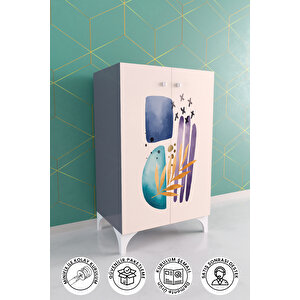 Virgo Renkli 2 Raflı Çok Amaçlı Dolap Mutfak Salon Ofis Dolabı